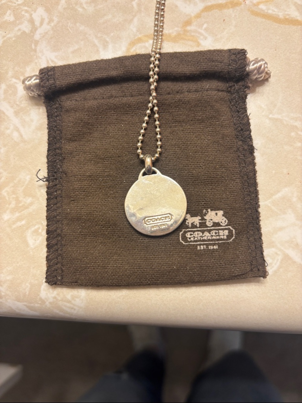 Coach Sterling silver Circular Logo Pendant Necklace - Picture 2 of 6